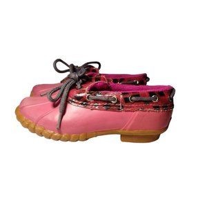 Girls Sperry Waterproof Duckie Shoes Size 1 Steel Shank Pink Red Plaid READ